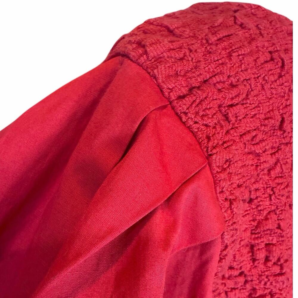 Anthropologie Red Smocked Cardigan Top Button Blouse Tagged XL Fits Like M / L - Picture 6 of 16
